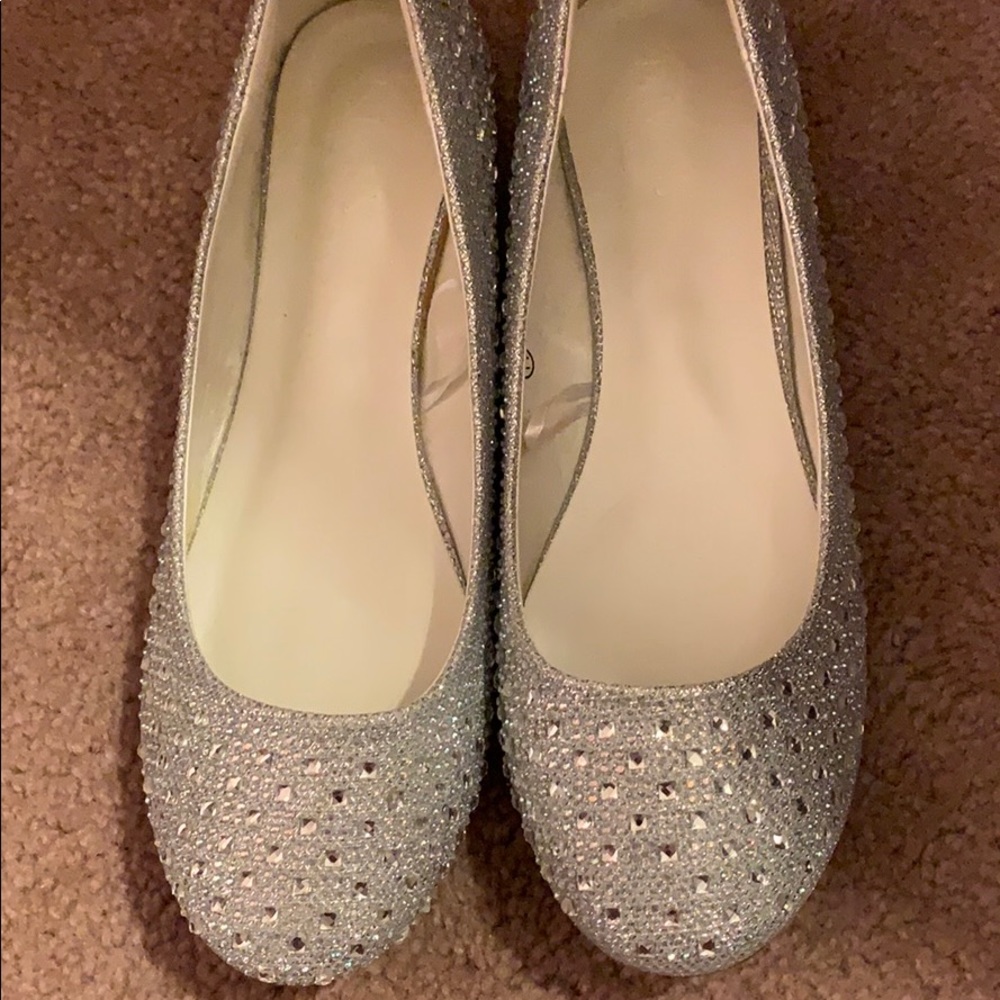Silver sequined shoes